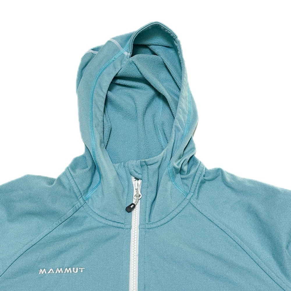 Mammut Women’s Calispell Fleece Hooded Jacket Light Pacific Melange Aqua UPF 50+ - Picture 6 of 14